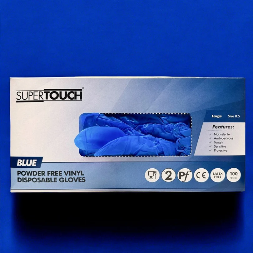 BLUE VINYL GLOVES - POWDER FREE BLUE VINYL GLOVES - POWDER FREE - Image 1