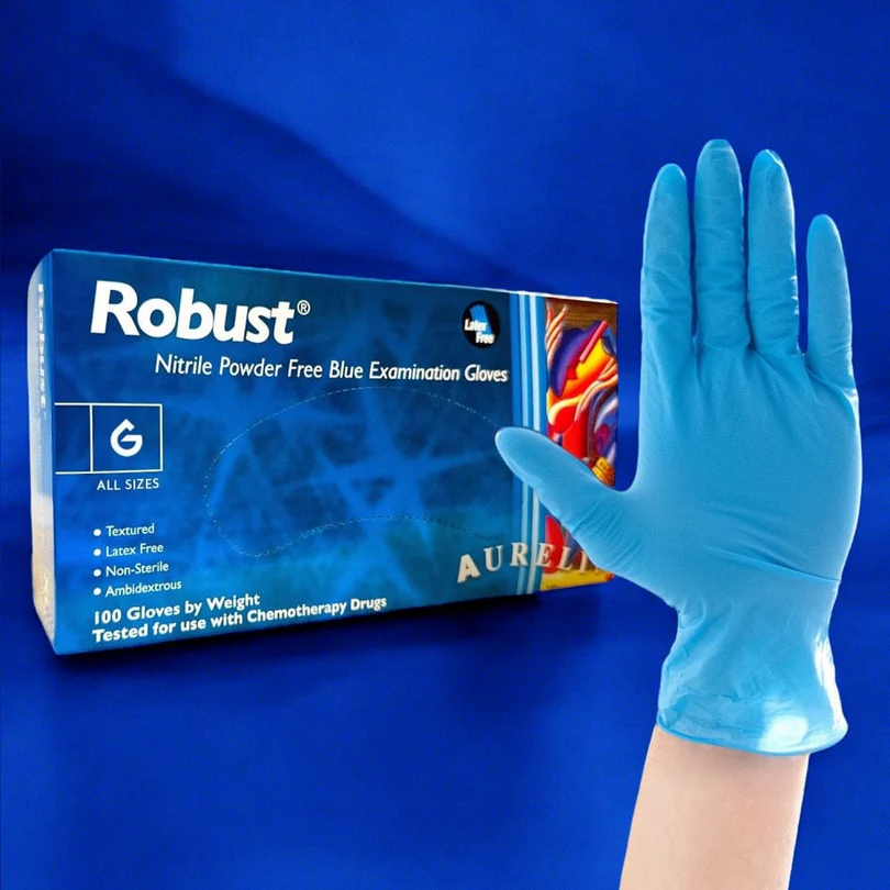 ROBUST - BLUE NITRILE GLOVES - POWDER FREE ROBUST - BLUE NITRILE GLOVES - POWDER FREE - Image 1