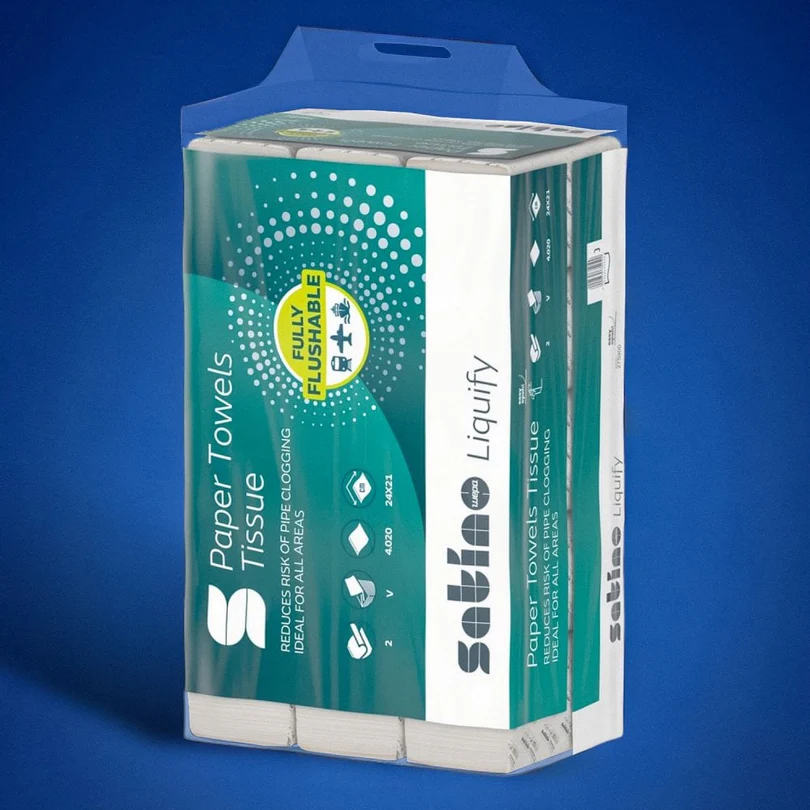 SATINO - LIQUIFY 2PLY V-FOLD-WHITE PAPER HAND TOWELS SATINO - LIQUIFY 2PLY V-FOLD-WHITE PAPER HAND TOWELS - Image 1