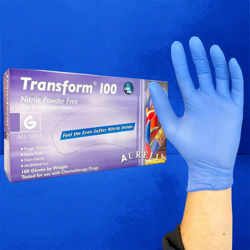 TRANSFORM - BLUE NITRILE GLOVES - POWDER FREE TRANSFORM - BLUE NITRILE GLOVES - POWDER FREE - Image 1